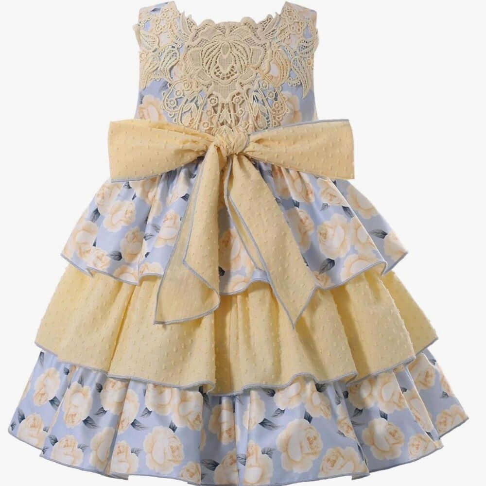 NWT Pettigirl Lil Girls Sleeveless Ruffle Design Party Dress Floral - Picture 5 of 8